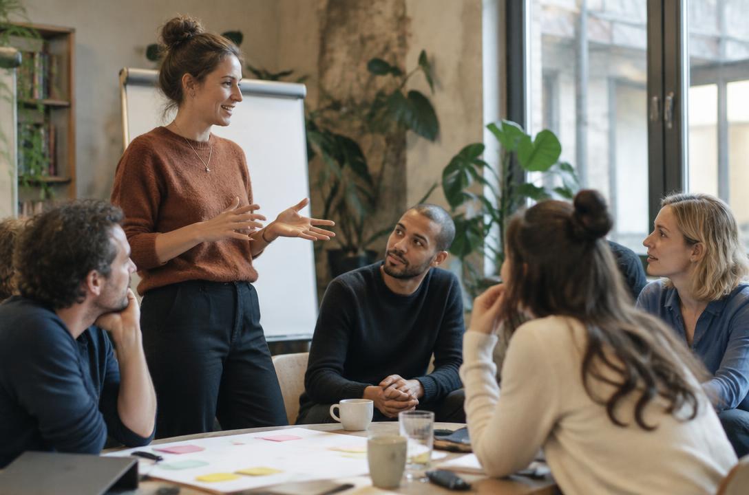 Team voert een open gesprek tijdens een workshop